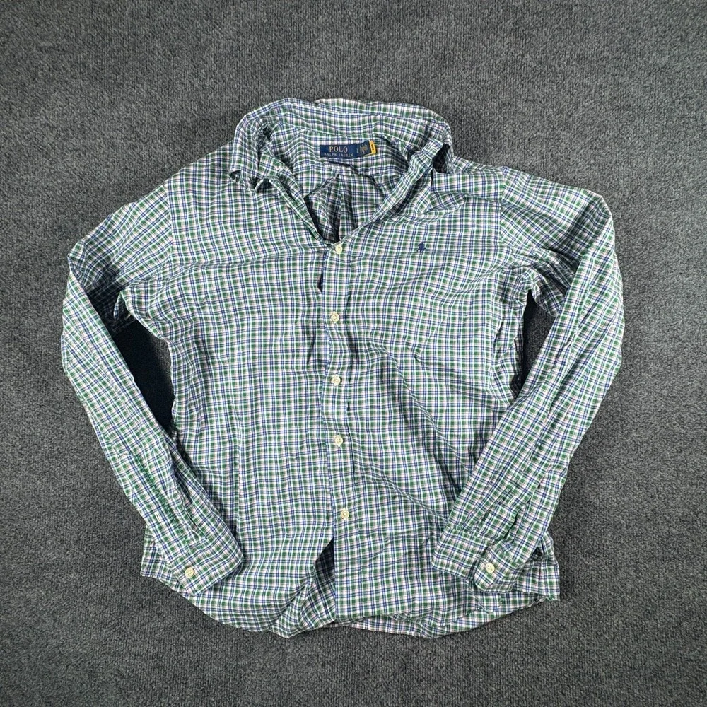 Polo Ralph Lauren Shirt Mens Large Multicolor Plaid Cotton Classic Fit Button Up